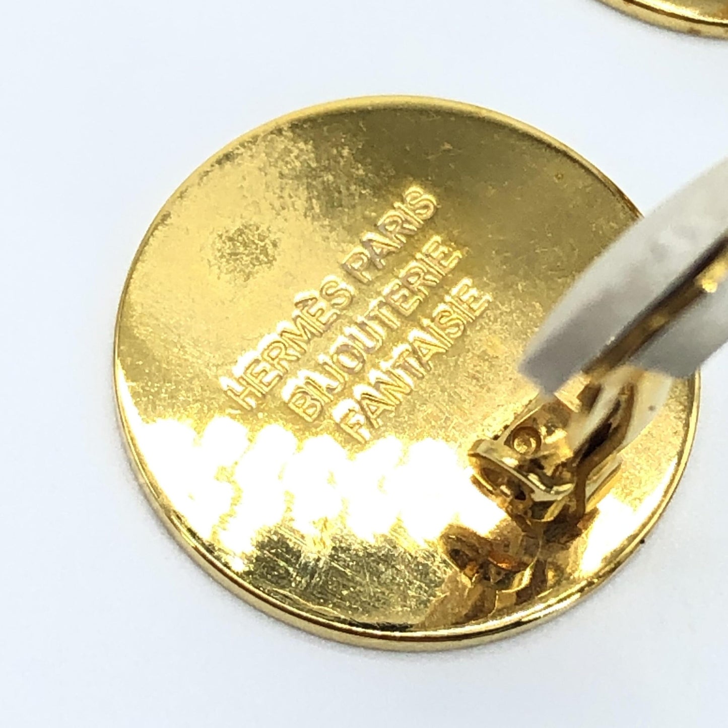 Hermès Gold Plated Button Logo Clip-Ons