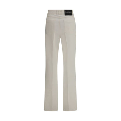 Balmain White Cotton Straight-Leg Jeans