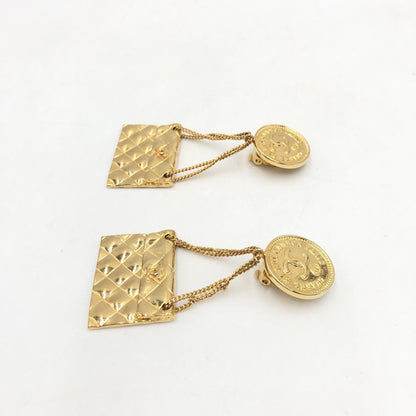 Chanel Bag Motif Clip-On Drop Earrings