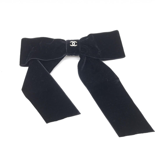 Chanel Black Velvet Bow Hair Accessory
