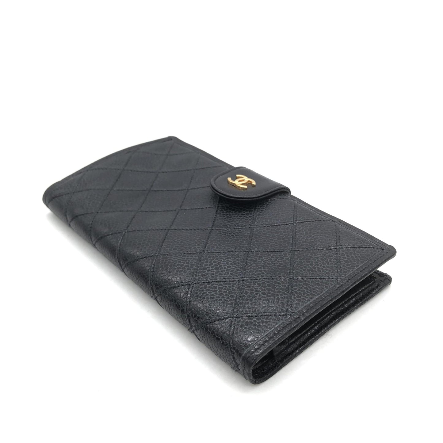 Chanel Black Quilted Leather Long Wallet