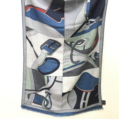 Hermès Blue Cashmere-Silk Blend Scarf
