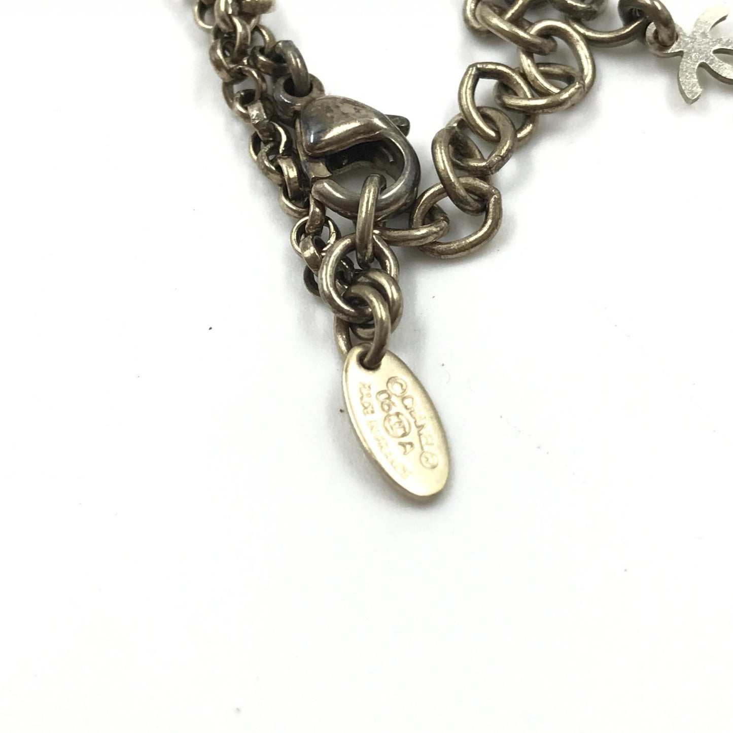 Chanel Coco Mark Mademoiselle Camellia Flower Round Hologram Black Necklace