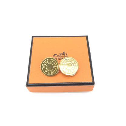Hermès Gold Plated Button Logo Clip-Ons