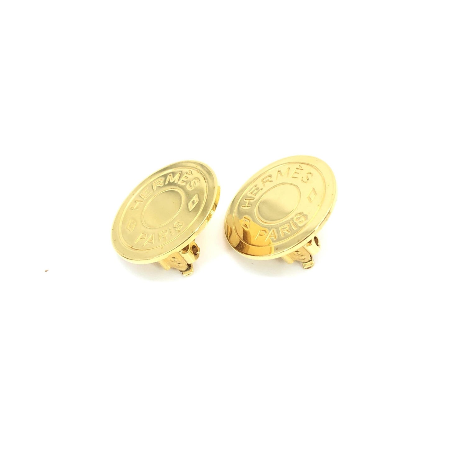 Hermès Gold Plated Button Logo Clip-Ons