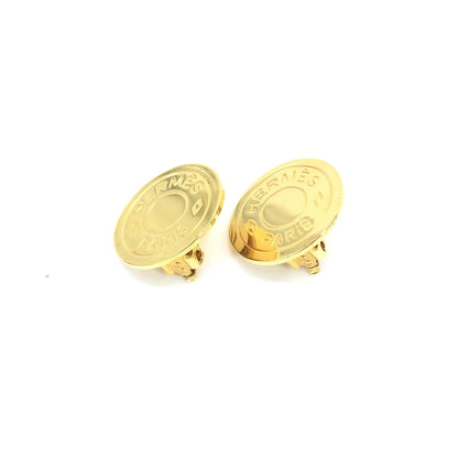 Hermès Gold Plated Button Logo Clip-Ons