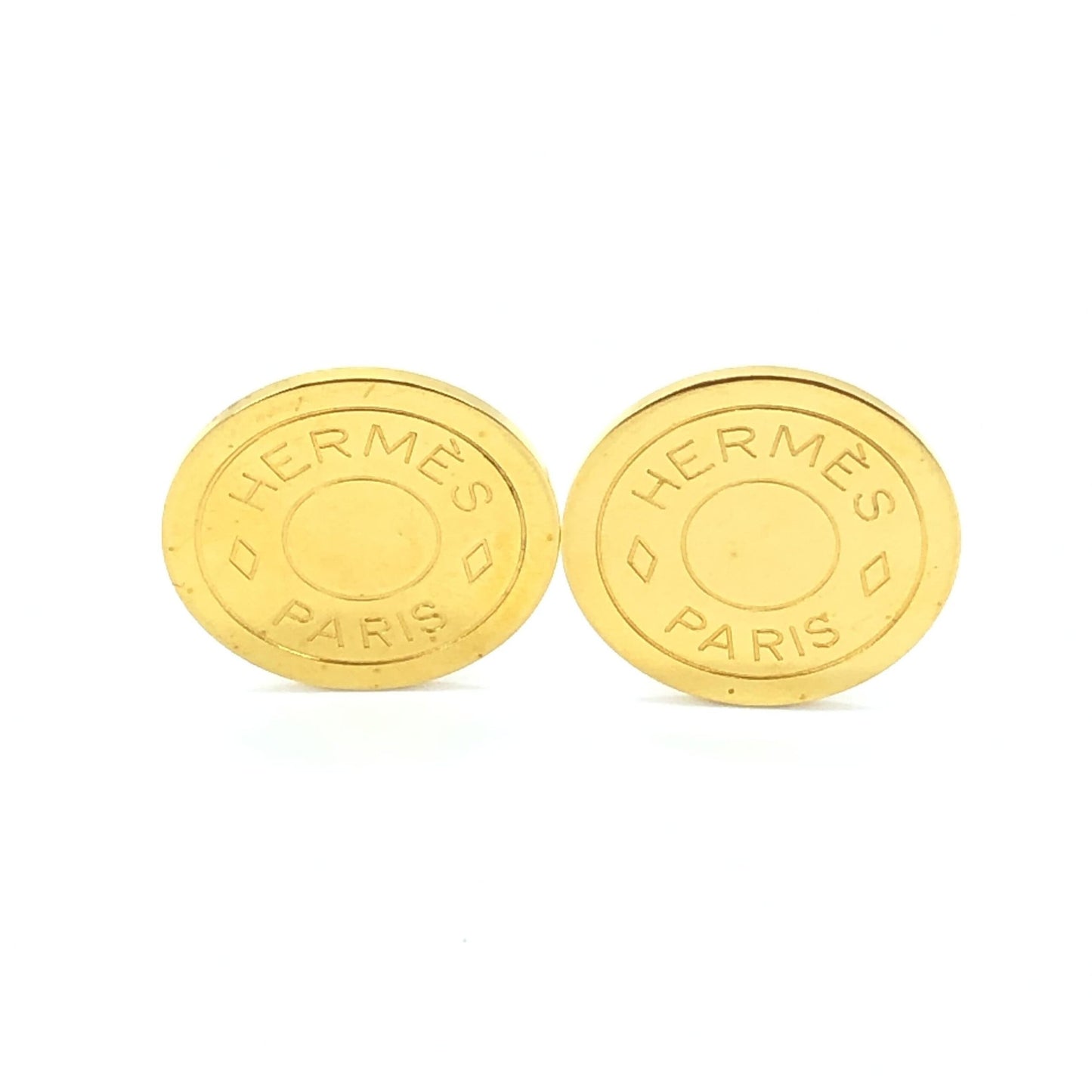 Hermès Gold Plated Button Logo Clip-Ons