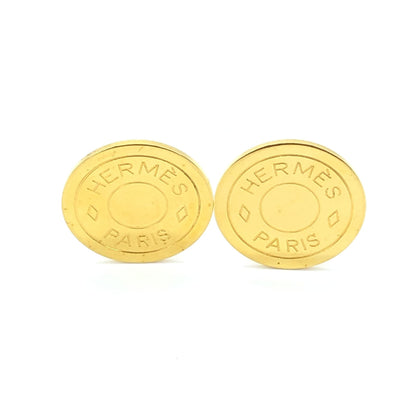 Hermès Gold Plated Button Logo Clip-Ons