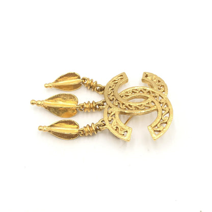 Chanel Gold Plated CC Logo Brooch