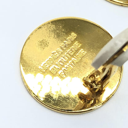 Hermès Gold Plated Button Logo Clip-Ons