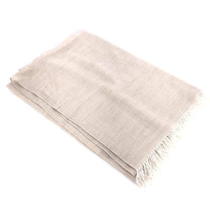 Hermès Light Beige Linen Scarf With Fringes