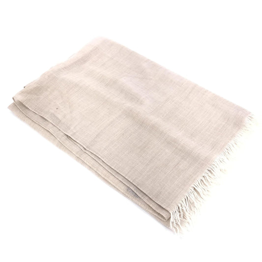 Hermès Light Beige Linen Scarf With Fringes
