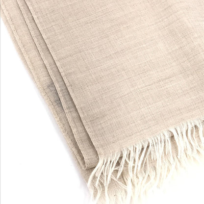 Hermès Light Beige Linen Scarf With Fringes