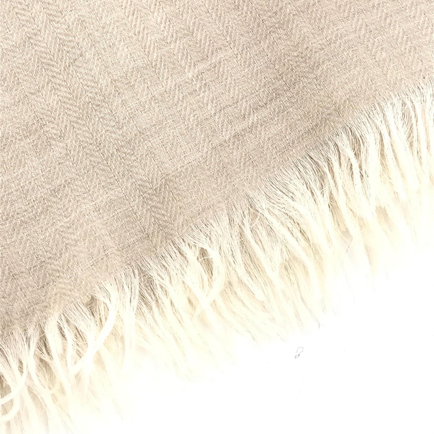 Hermès Light Beige Linen Scarf With Fringes