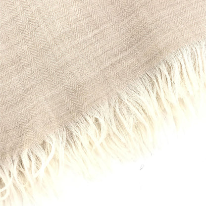 Hermès Light Beige Linen Scarf With Fringes
