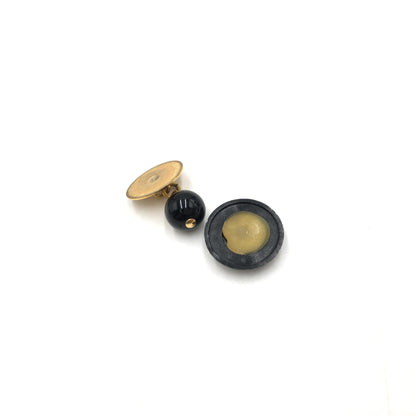 Chanel Matelasse Coco Mark Black Plastic Cufflinks