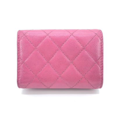 Chanel Pink Leather Quilted Flap Wallet