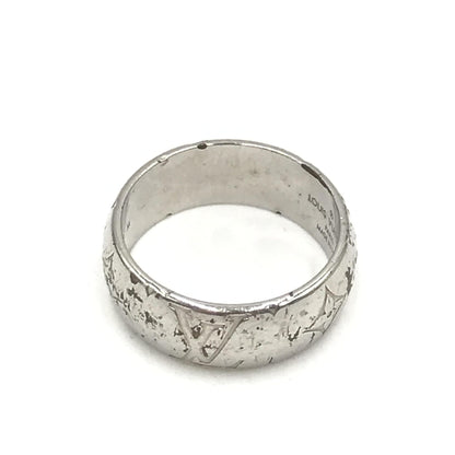 Louis Vuitton Silver-Tone Monogram Band Ring