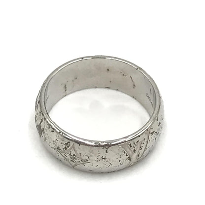 Louis Vuitton Silver-Tone Monogram Band Ring