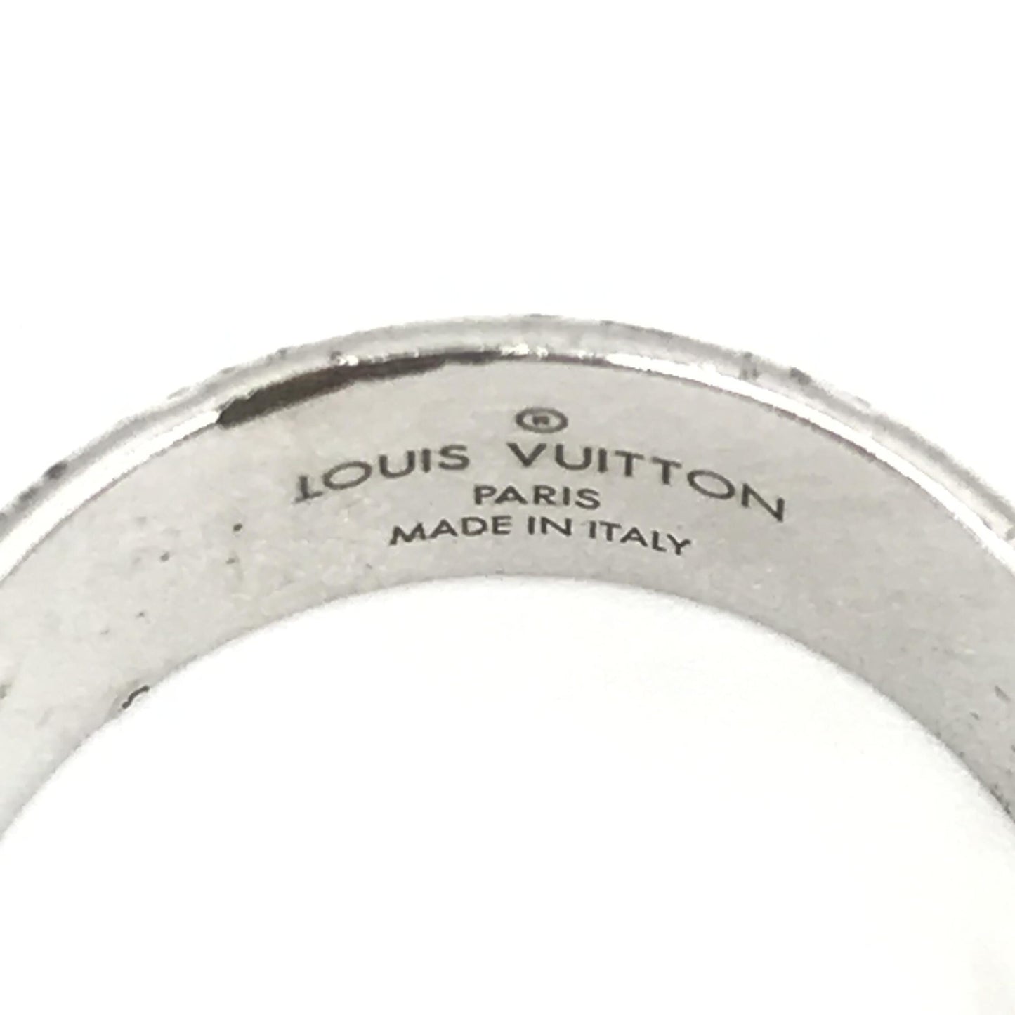 Louis Vuitton Silver-Tone Monogram Band Ring