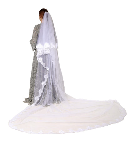 Dolce & Gabbana White Floral Lace Cathedral Wedding Veil 3M [THE ICON SERIES]