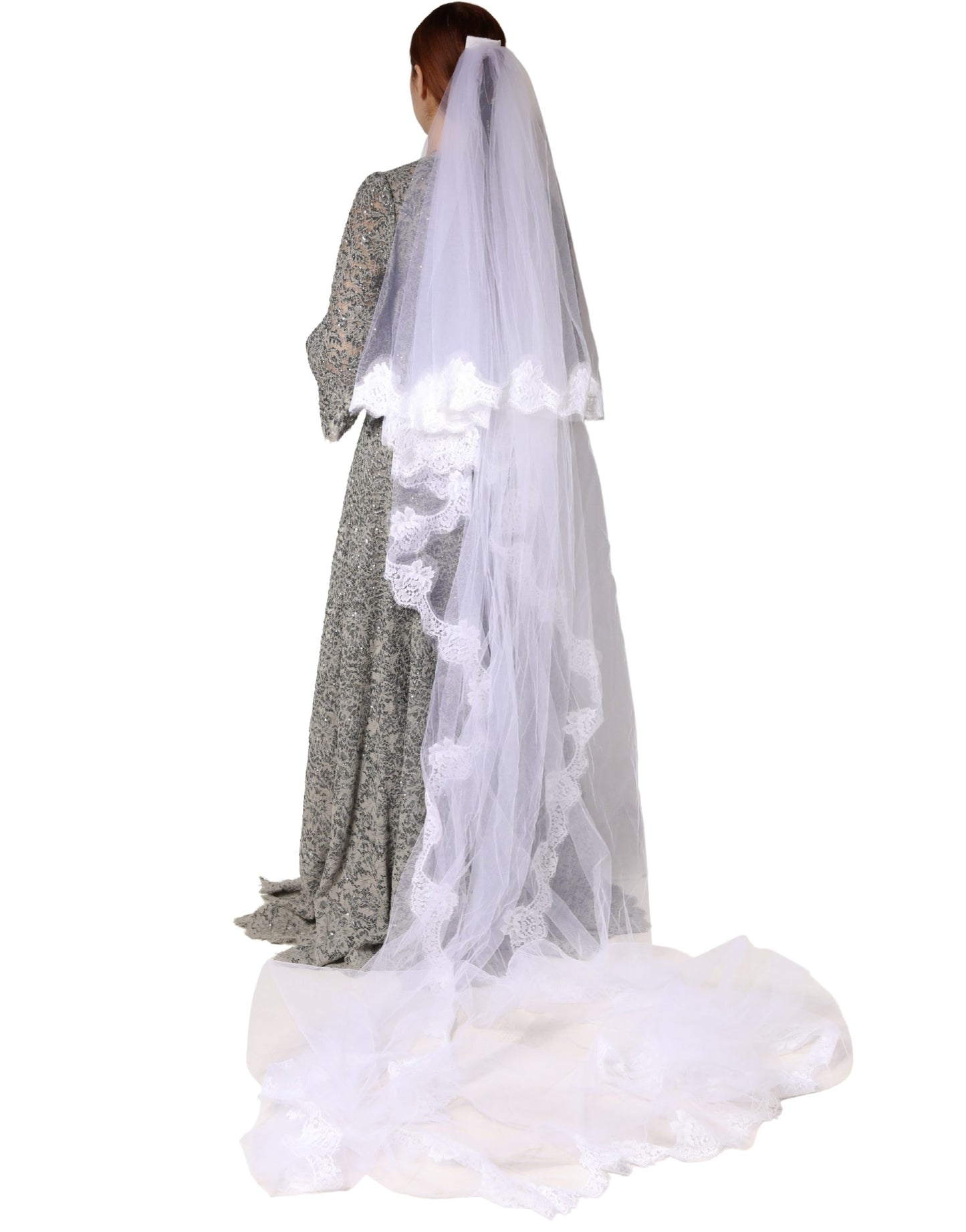 Dolce & Gabbana White Floral Lace Cathedral Wedding Veil 3M [THE ICON SERIES]