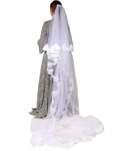 Dolce & Gabbana White Floral Lace Cathedral Wedding Veil 3M [THE ICON SERIES]