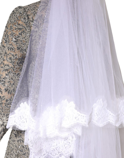 Dolce & Gabbana White Floral Lace Cathedral Wedding Veil 3M [THE ICON SERIES]