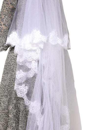 Dolce & Gabbana White Floral Lace Cathedral Wedding Veil 3M [THE ICON SERIES]