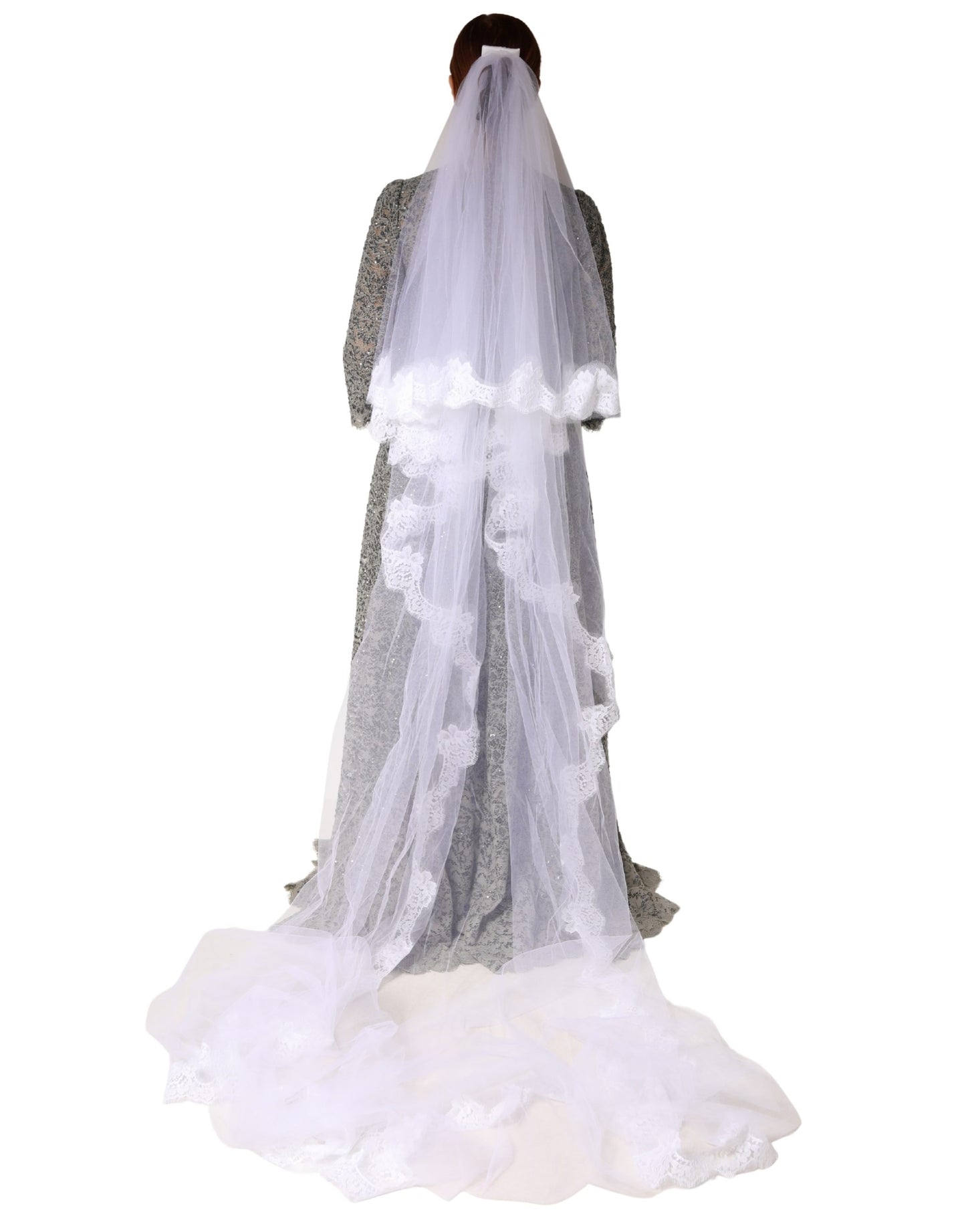 Dolce & Gabbana White Floral Lace Cathedral Wedding Veil 3M [THE ICON SERIES]