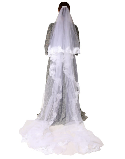 Dolce & Gabbana White Floral Lace Cathedral Wedding Veil 3M [THE ICON SERIES]