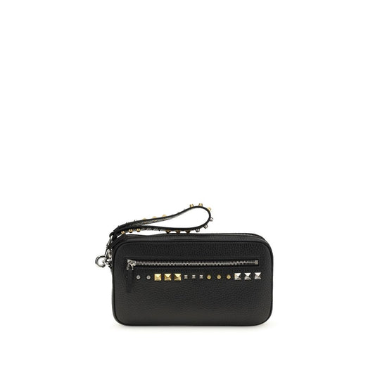 Valentino Garavani Rockstud Black Calf Leather Clutch Bag [SS26]