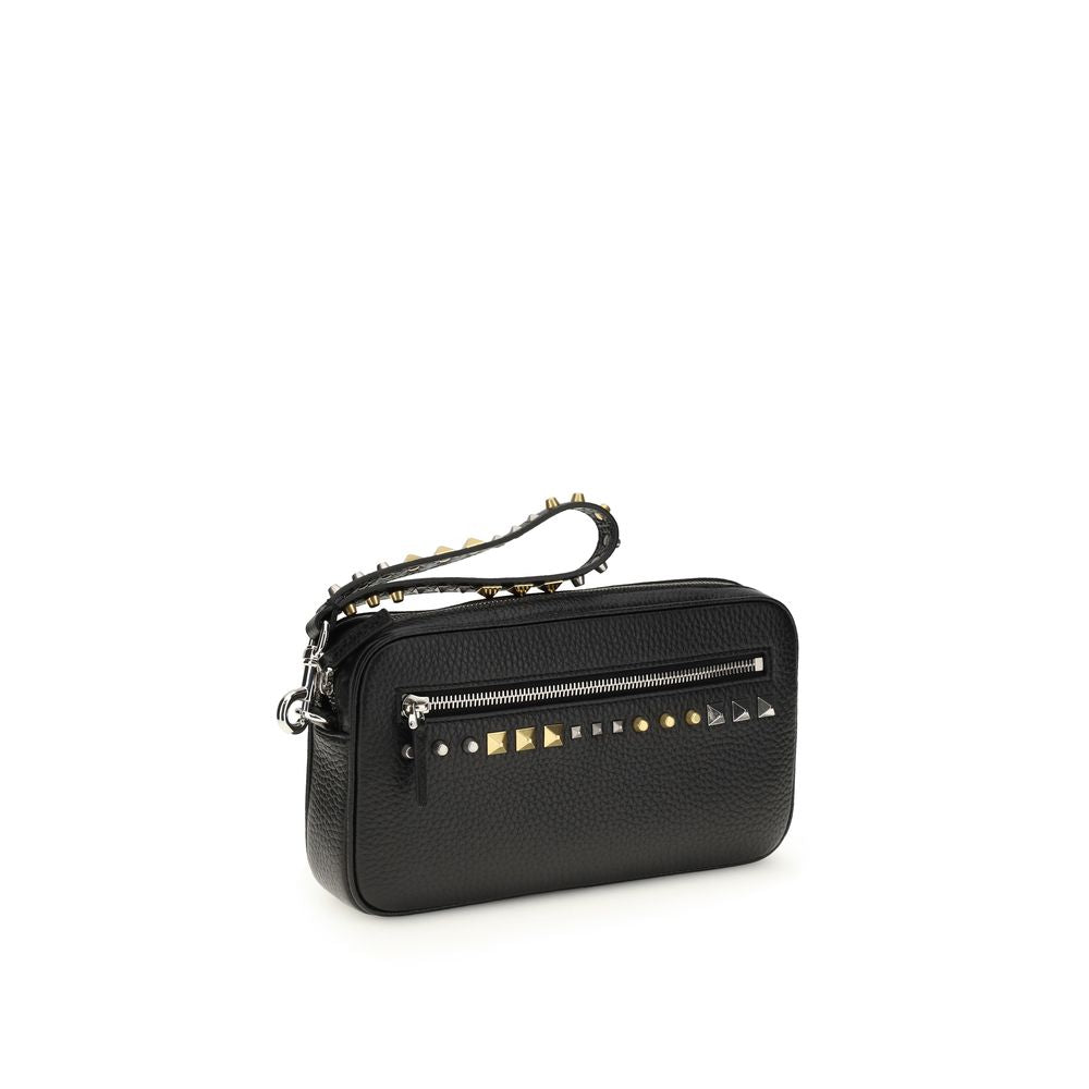 Valentino Garavani Rockstud Black Calf Leather Clutch Bag [SS26]
