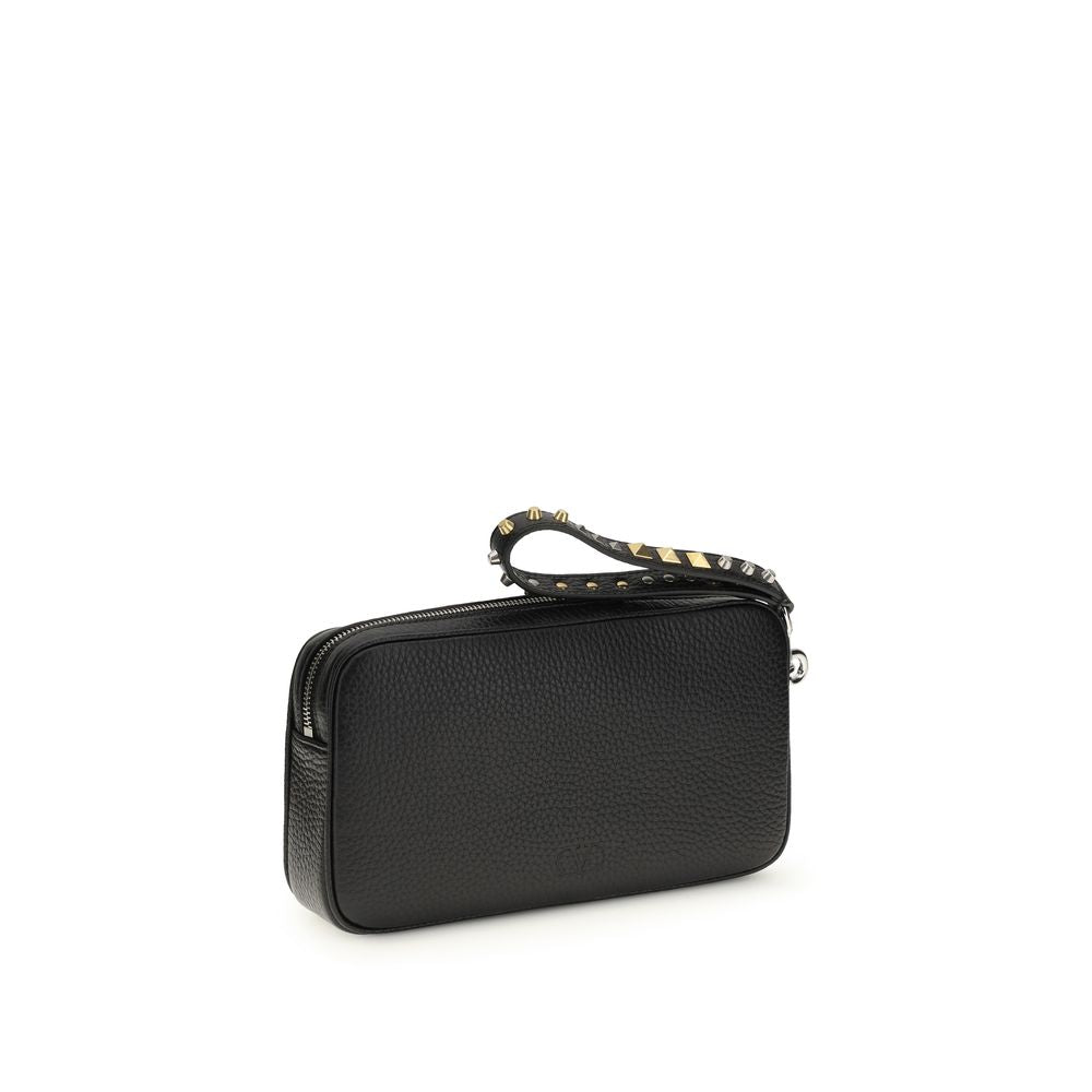 Valentino Garavani Rockstud Black Calf Leather Clutch Bag [SS26]