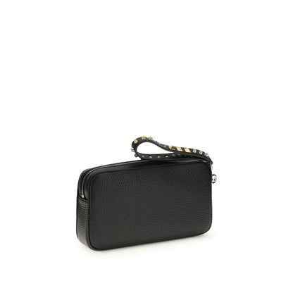 Valentino Garavani Rockstud Black Calf Leather Clutch Bag [SS26]