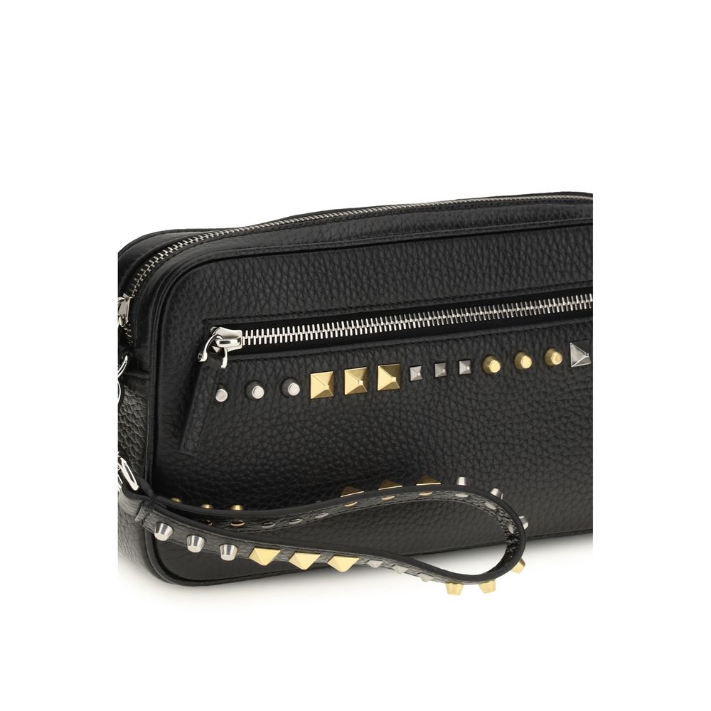 Valentino Garavani Rockstud Black Calf Leather Clutch Bag [SS26]