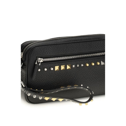 Valentino Garavani Rockstud Black Calf Leather Clutch Bag [SS26]