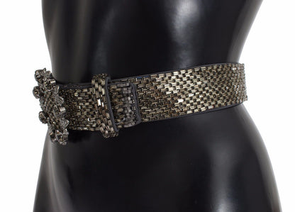 Dolce & Gabbana Multicolor Wide Crystal Buckle Sequined Belt [SS26]