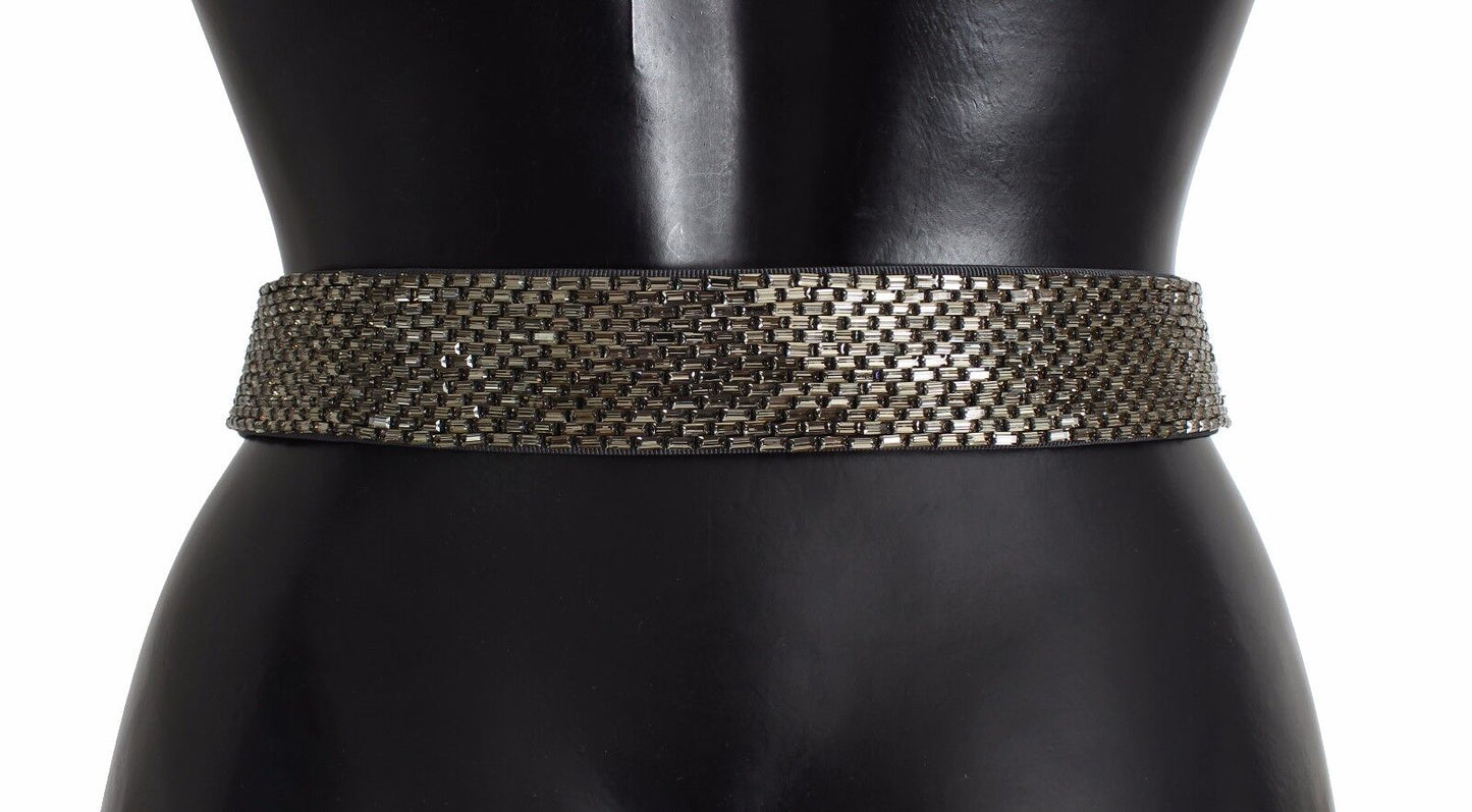 Dolce & Gabbana Multicolor Wide Crystal Buckle Sequined Belt [SS26]