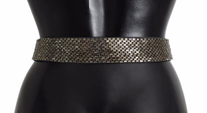 Dolce & Gabbana Multicolor Wide Crystal Buckle Sequined Belt [SS26]