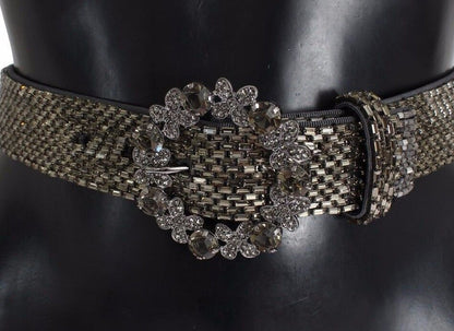 Dolce & Gabbana Multicolor Wide Crystal Buckle Sequined Belt [SS26]