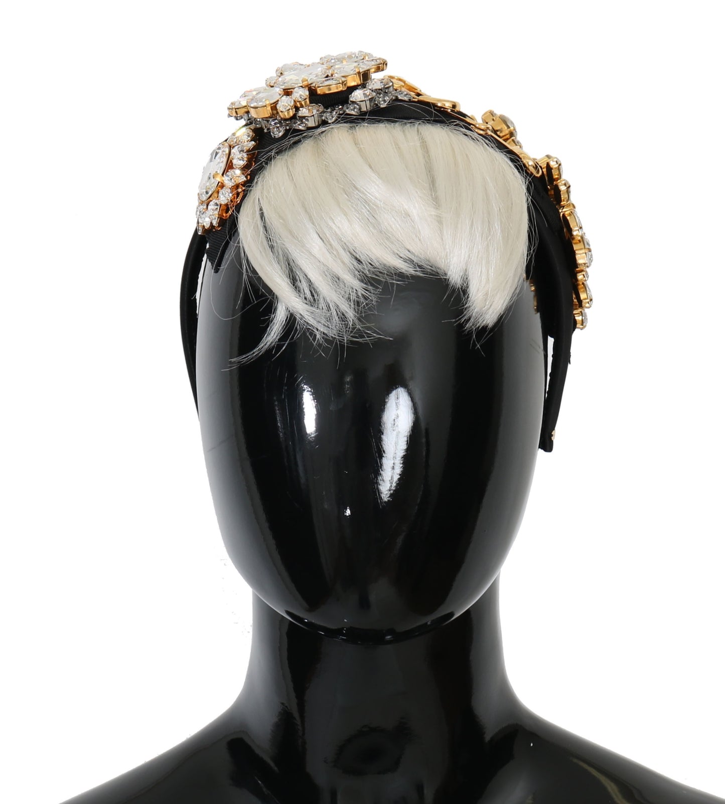Dolce & Gabbana Black Crystal White Hair Parrucchiera Diadem Headband [SS26]