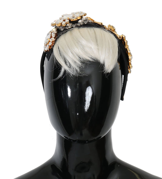 Dolce & Gabbana Black Crystal White Hair Parrucchiera Diadem Headband [SS26]