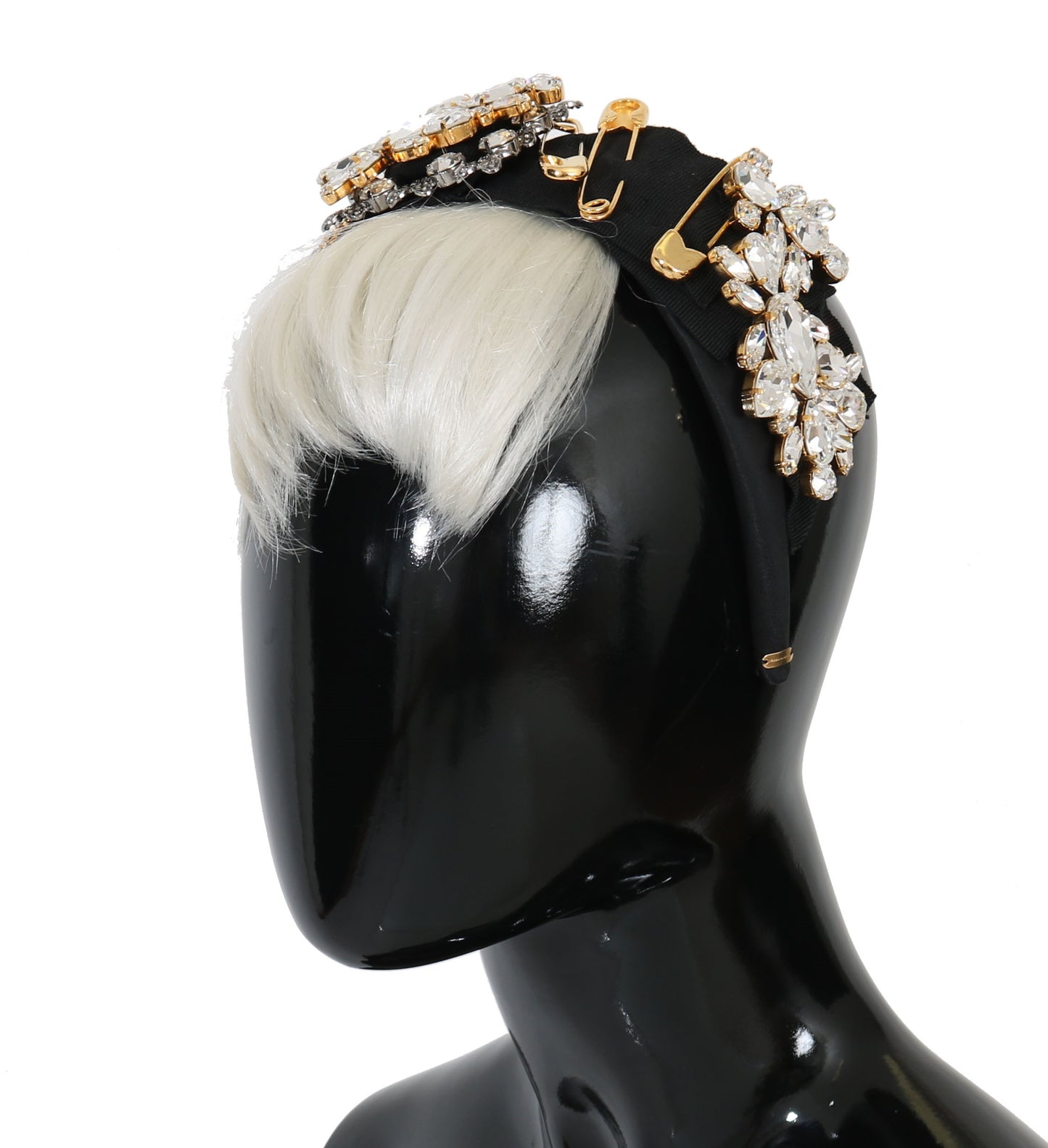 Dolce & Gabbana Black Crystal White Hair Parrucchiera Diadem Headband [SS26]