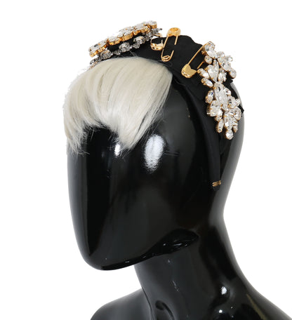 Dolce & Gabbana Black Crystal White Hair Parrucchiera Diadem Headband [SS26]