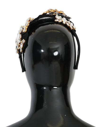 Dolce & Gabbana Black Crystal White Hair Parrucchiera Diadem Headband [SS26]