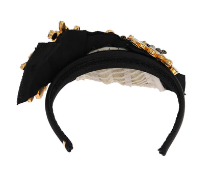Dolce & Gabbana Black Crystal White Hair Parrucchiera Diadem Headband [SS26]