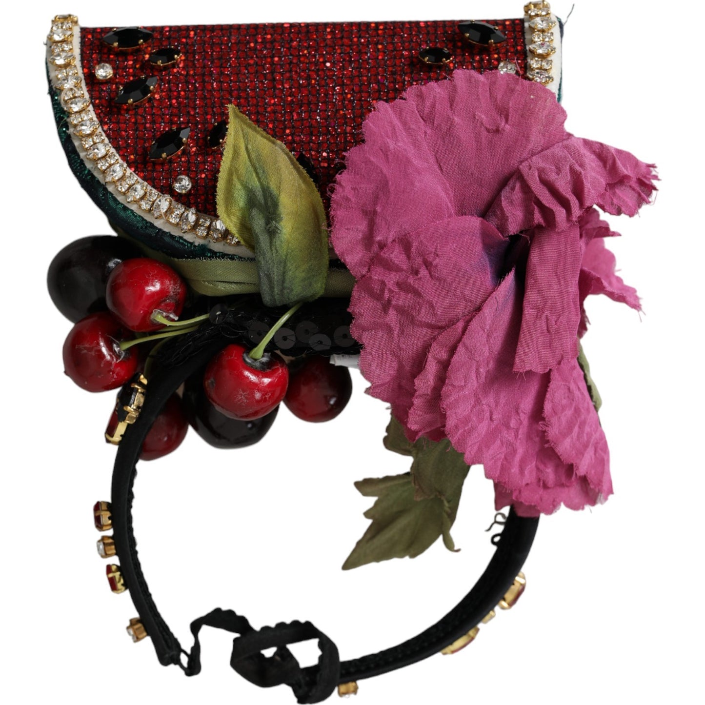 Dolce & Gabbana Red Watermelon Cherry Crystal Statement Hairband Diadem [SS26]