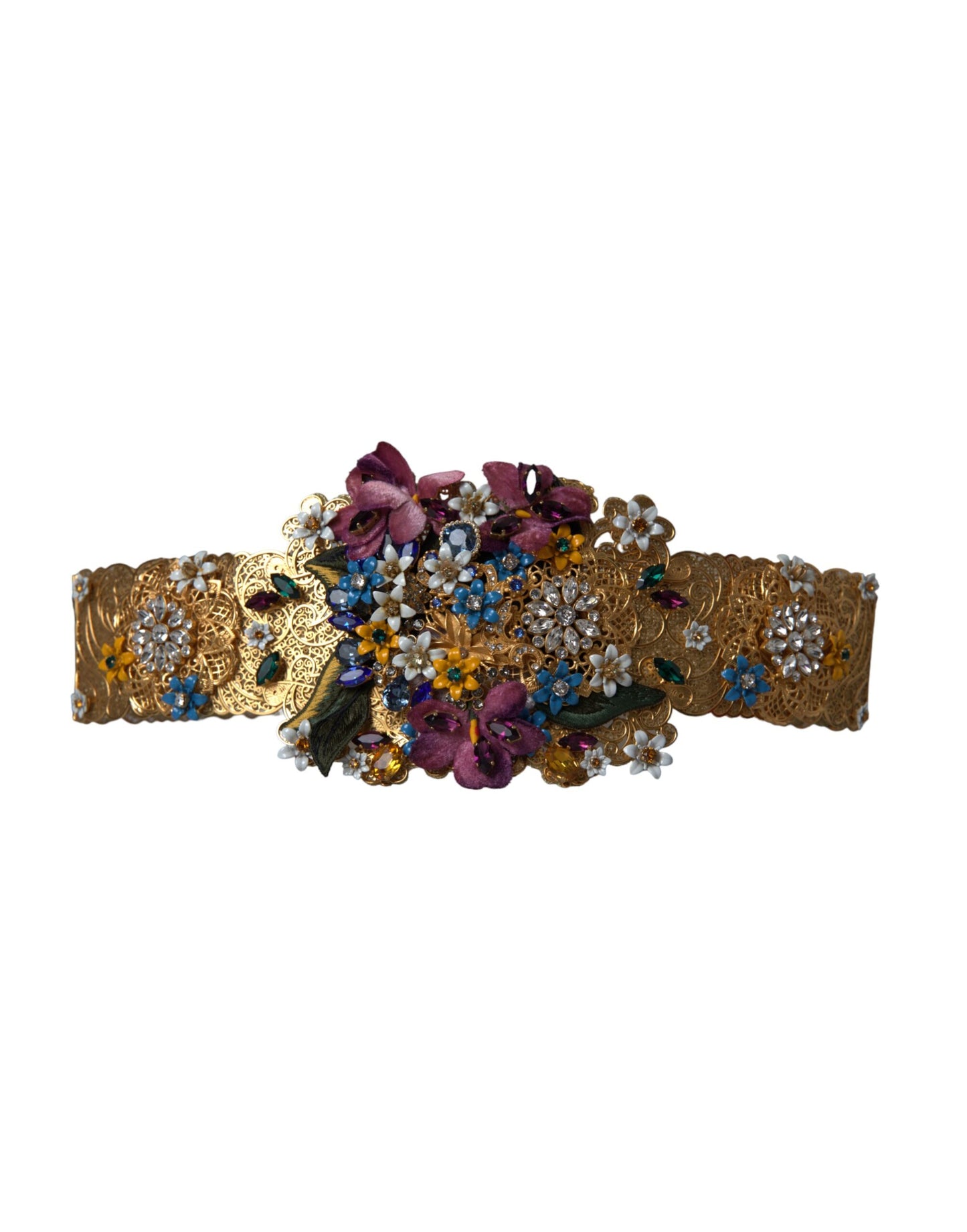 Dolce & Gabbana Multicolor Embellished Floral Crystal Wide Waist Belt Dolce & Gabbana Multicolor Embellished Floral Crystal Wide Waist Belt [SS26]