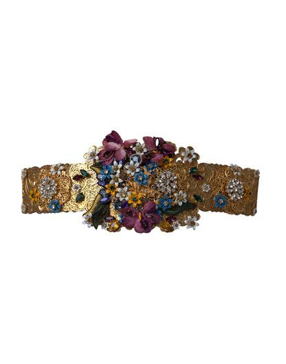 Dolce & Gabbana Multicolor Embellished Floral Crystal Wide Waist Belt Dolce & Gabbana Multicolor Embellished Floral Crystal Wide Waist Belt [SS26]